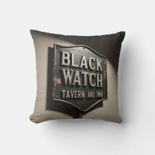 Distressed Sign Black Watch Inn Cushion