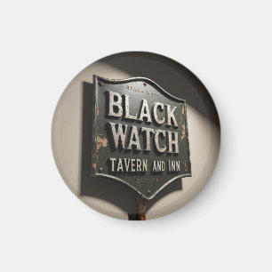 Distressed Sign Black Watch Inn Magnet
