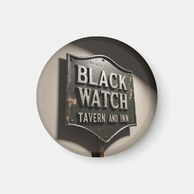 Distressed Sign Black Watch Inn Magnet (Front)