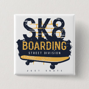 Distressed SK8 Boarding Street Division 15 Cm Square Badge