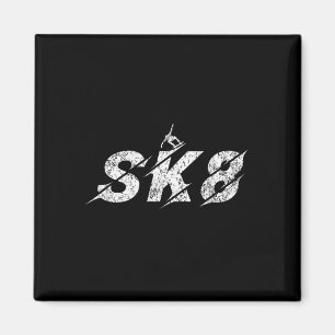 Distressed Sk8 Skate Skater Kids Boys Girls Skateb Magnet