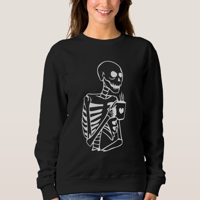 Distressed Skeleton Vintage Smiling Skull drinking Sweatshirt (Front)