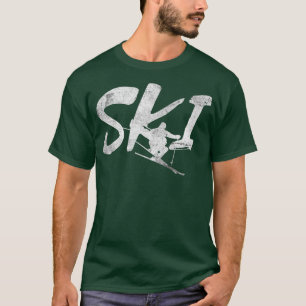 Distressed Ski Skiing Snow Sports Skis Lover Skier T-Shirt