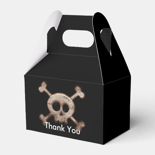 Distressed Skull Bones Birthday Party Favour Boxes (Front Side)