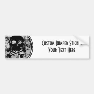 Distressed Skull & Crossbones Silhouette B&W Bumper Sticker