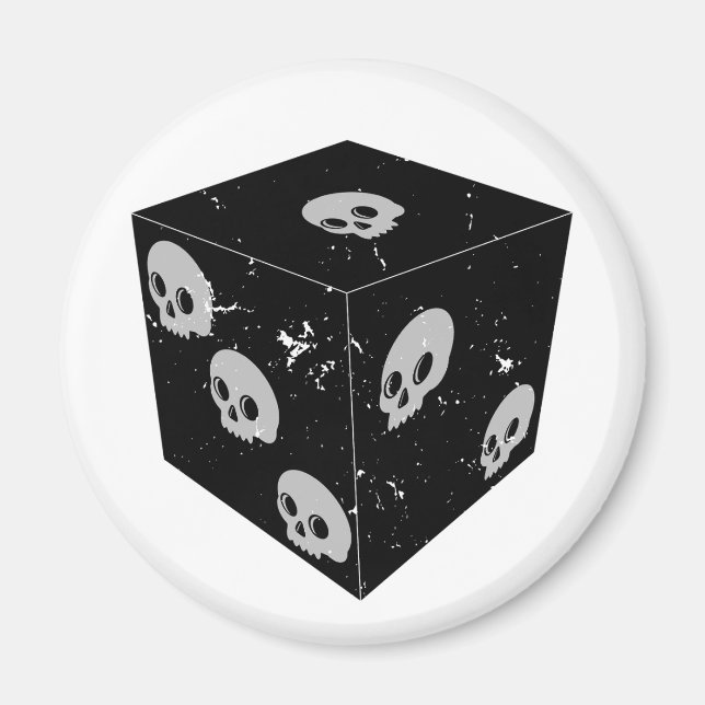 Distressed Skull Drawings Dice Magnet (Front)