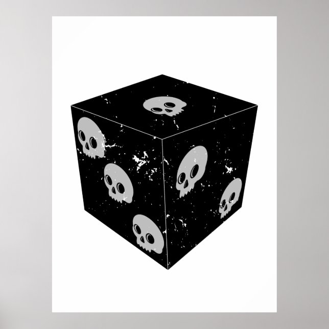 Distressed Skull Drawings Dice Poster (Front)
