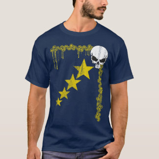 Distressed Skull/Star Pattern T-Shirt (Yellow)