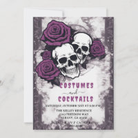Distressed Skulls Purple Roses Halloween Party