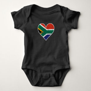Distressed South African Flag Heart Baby Bodysuit