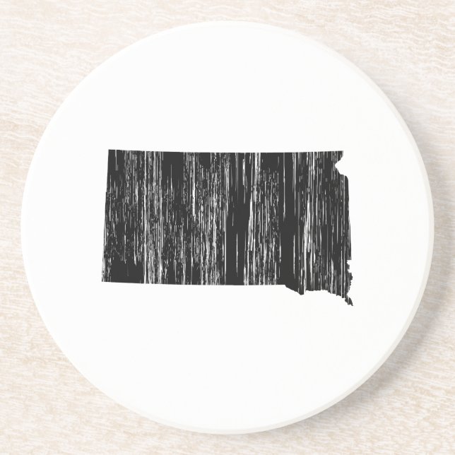 Distressed South Dakota State Outline Coaster (Front)