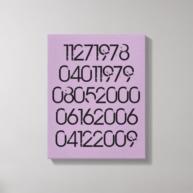 Distressed Special Dates Canvas Print (Front)