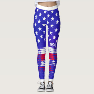 DISTRESSED STARS and STRIPES USA Dot Pattern Leggings