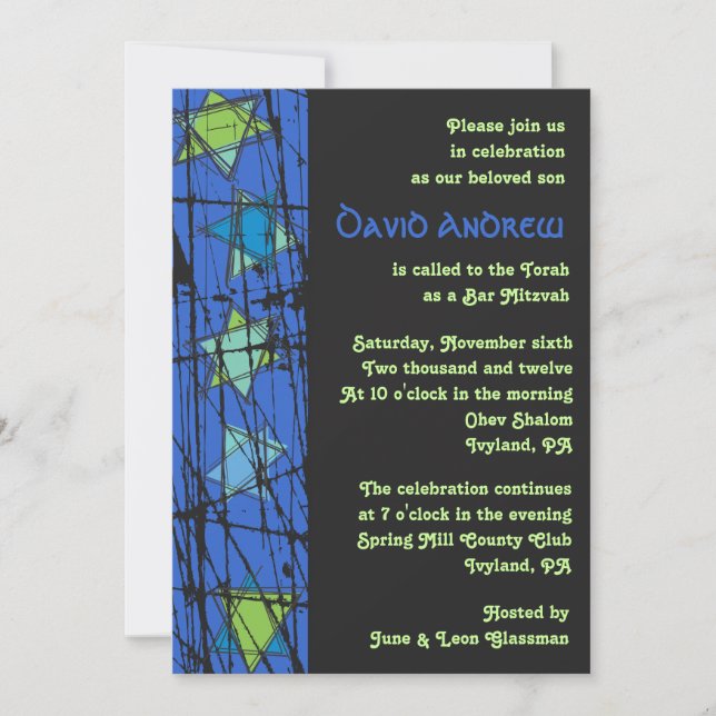 Distressed Stars Bar Bat Mitzvah Invitation (Front)