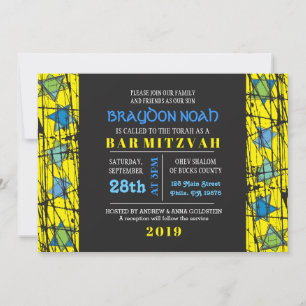 Distressed Stars Bar Bat Mitzvah Invitation