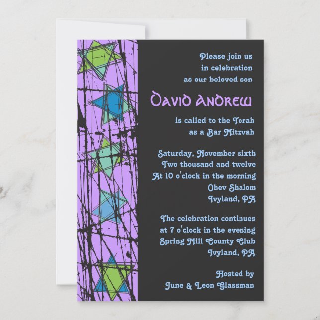 Distressed Stars Bar Bat Mitzvah Invitation (Front)