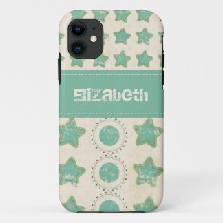 Distressed Stars & Circles Custom Name iPhone 11 Case
