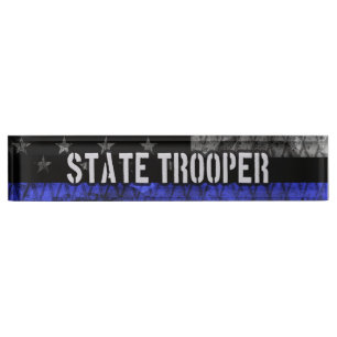 Distressed State Trooper Police Flag Nameplate