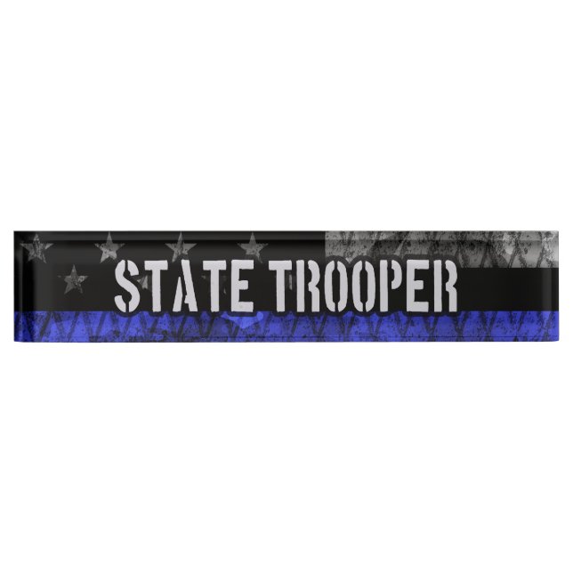 Distressed State Trooper Police Flag Nameplate (Front)