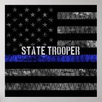 Distressed State Trooper Police Flag