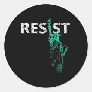 Distressed Statue Of Liberty Resist  Classic Round Sticker