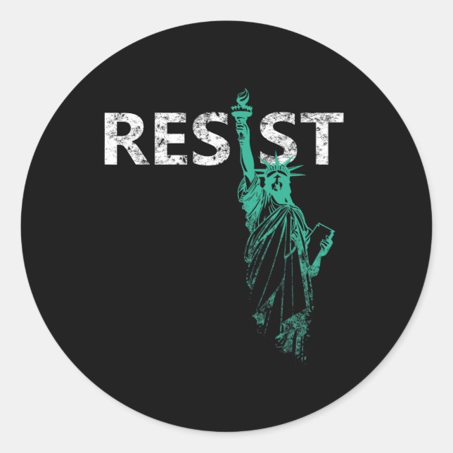 Distressed Statue Of Liberty Resist  Classic Round Sticker (Front)