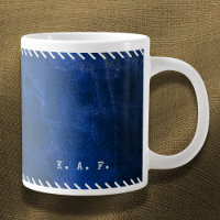 Distressed Stitched Blue Leather Look Archivist