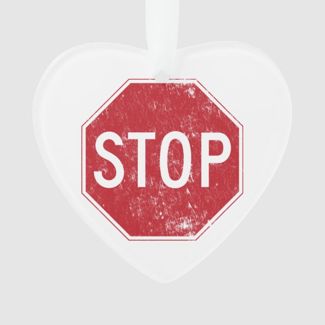 Distressed Stop Sign Ornament (Front)