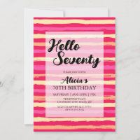 Distressed Stripes Pink Colourful 70th Birthday
