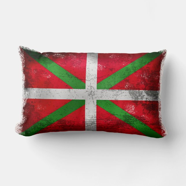 Distressed style Basque flag: Ikurriña, Lumbar Cushion (Front)
