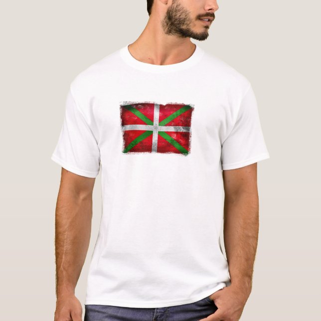 Distressed style Basque flag: Ikurriña, T-Shirt (Front)