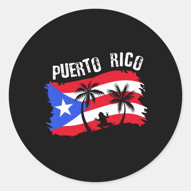 Distressed Style Puerto Rico Frog Puerto Rico Classic Round Sticker (Front)
