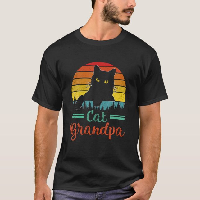 Distressed Sun Cat Kitten Best Cat Grandpa Ever Vi T-Shirt (Front)