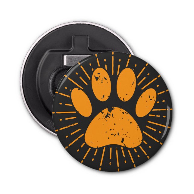 Distressed Sunbeam Dog Paw Print  Bottle Opener (Front)
