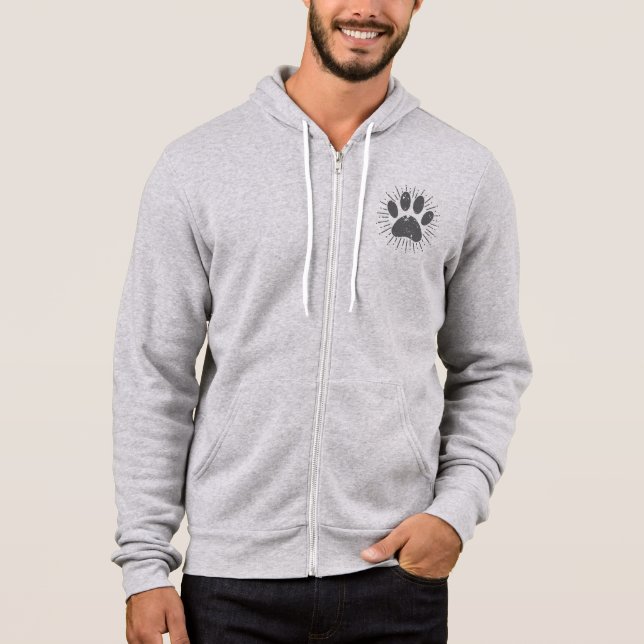 Distressed Sunbeam Dog Paw Print Hoodie (Front)