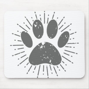 Distressed Sunbeam Dog Paw Print Mouse Pad