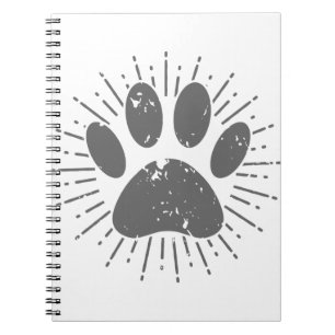Distressed Sunbeam Dog Paw Print Notebook