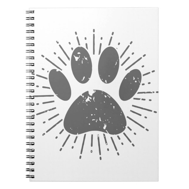 Distressed Sunbeam Dog Paw Print Notebook (Front)