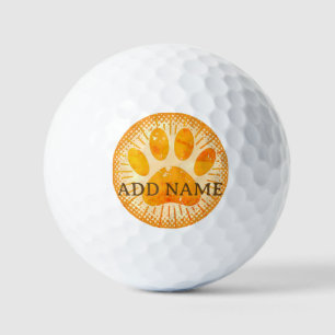 Distressed Sunbeam Dog Paw Watercolor Print  Golf Balls