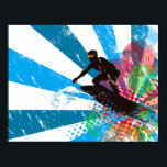 Distressed Surfer Paradise Poster<br><div class="desc">Distressed! Original! Funky! Cool! The distressed artwork "Surfer Paradise" is simply made up of these. This cool artwork features a surfer enjoying the challenge of breaking waves, showing colourful sports spirit & simply fun of surfing! Hang this cool poster on your wall & enjoy surfing always! *** Original artwork designed...</div>