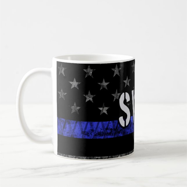 Distressed SWAT Police Flag Coffee Mug (Left)