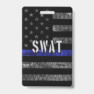 Distressed SWAT Police Flag ID Badge