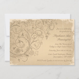Distressed swirls graduation party announcement