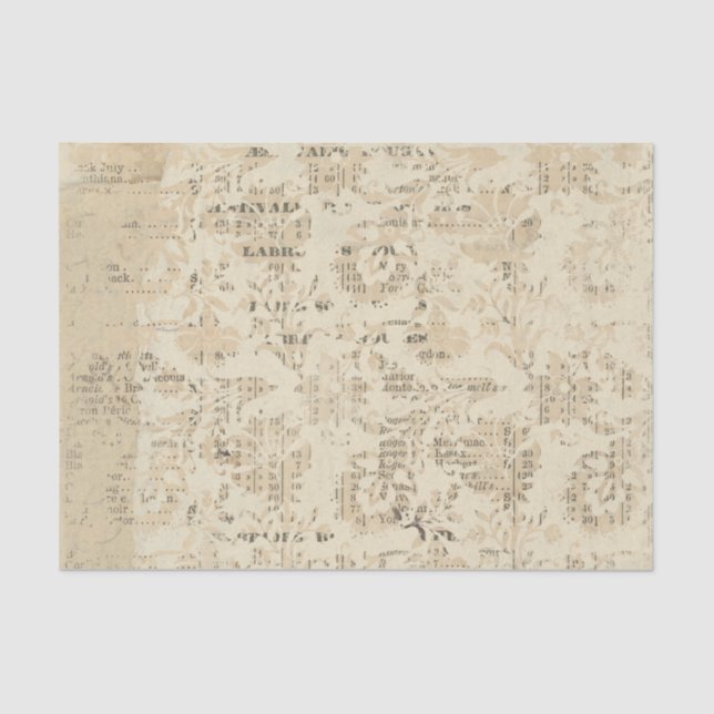 Distressed Tan and Black Vintage Tissue Paper (Front)