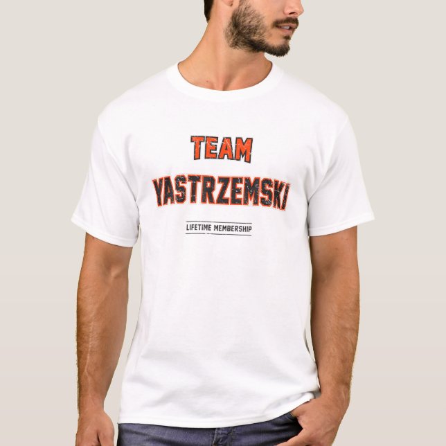 Distressed Team Yastrzemski Proud Family Surname L T-Shirt (Front)