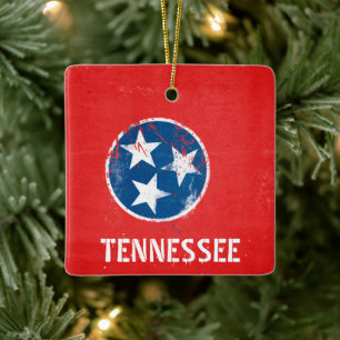 Distressed Tennessee Flag   Ceramic Ornament