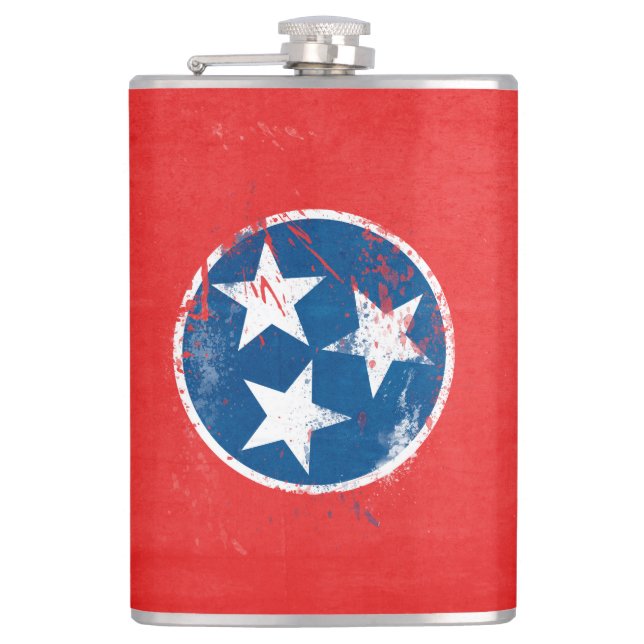 Distressed Tennessee Flag Hip Flask (Front)