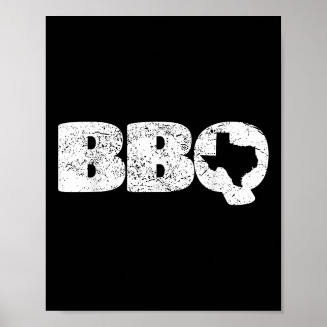 Distressed Texas Tx Map Bbq Outfit Barbecue Simple Poster (Front)