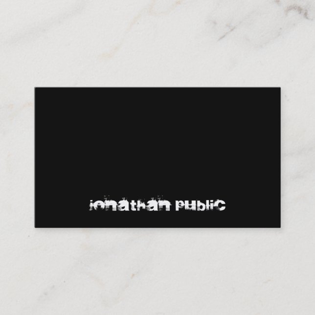 Distressed Text Black White Minimalist Template Business Card (Front)