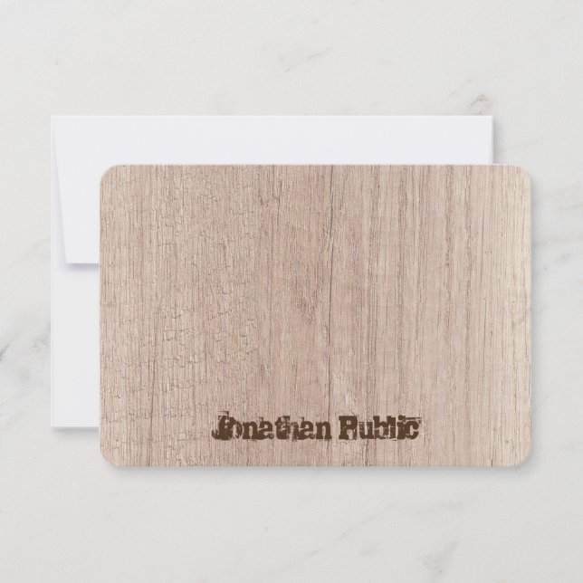 Distressed Text Elegant Wood Board Plank Look Card (Front)